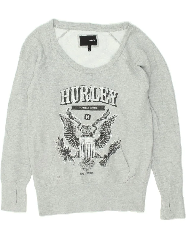 HURLEY Womens Graphic Sweatshirt Jumper UK 6 XS Grey