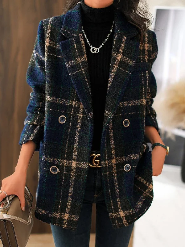 Loose Fit Plaid Blazer