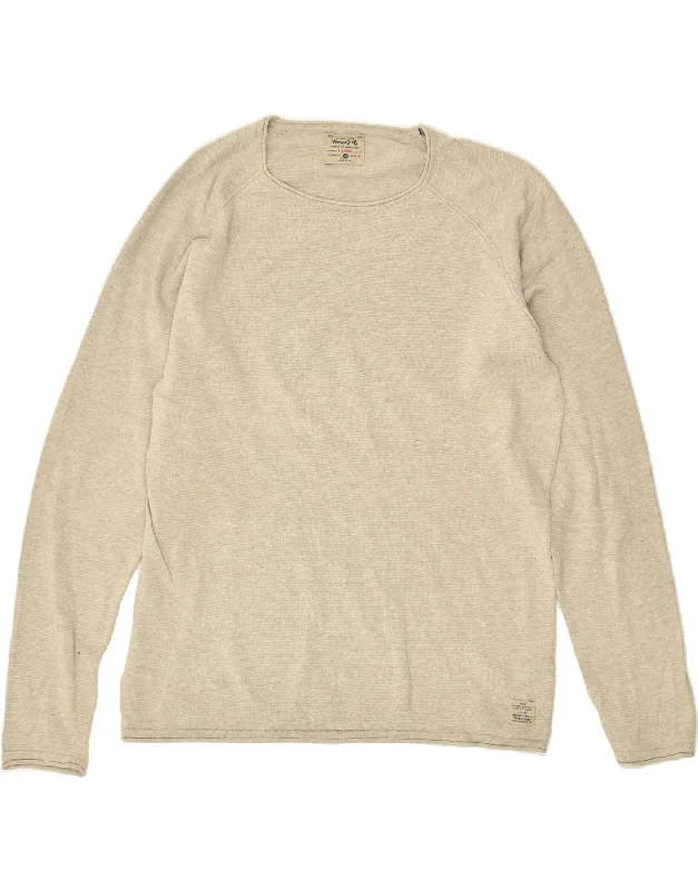 JACK & JONES Womens Crew Neck Jumper Sweater XL Beige Cotton