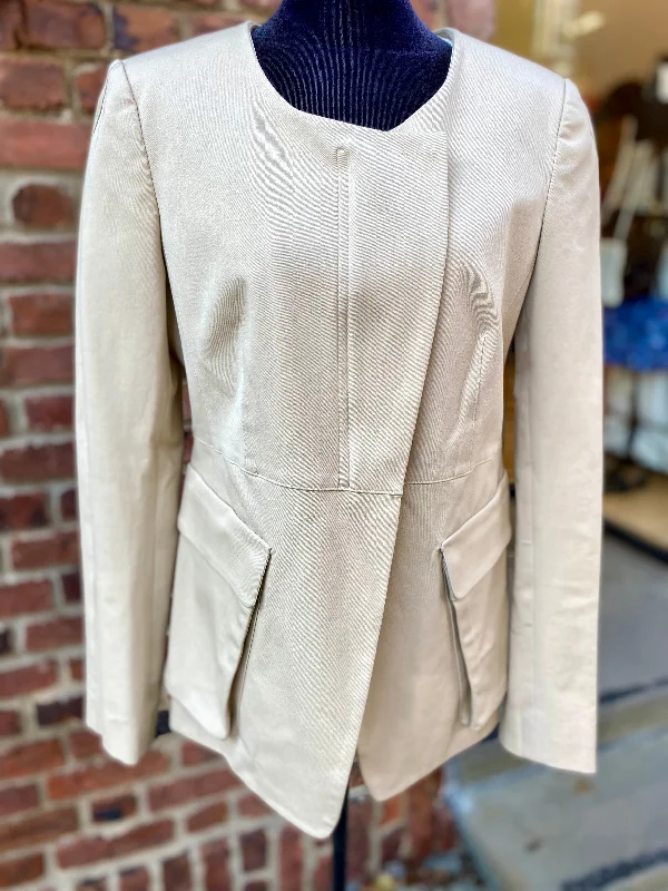 DONNA KARAN Collar less Cotton Jacket / S-US4