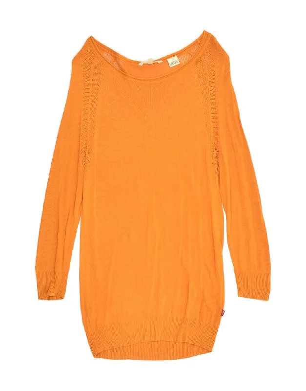 LEVI'S Womens Longline Boat Neck Jumper Sweater UK 8 Small Orange