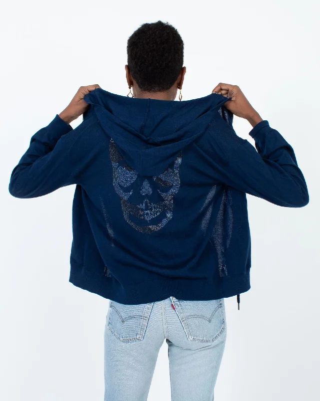 Cashmere Navy Zip Hoodie