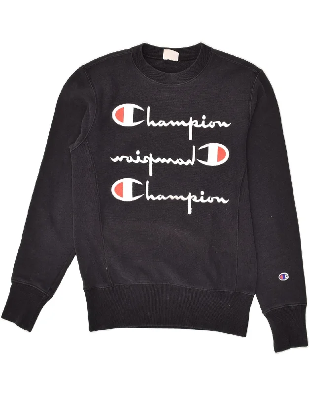 CHAMPION Womens Graphic Sweatshirt Jumper Small Navy Blue