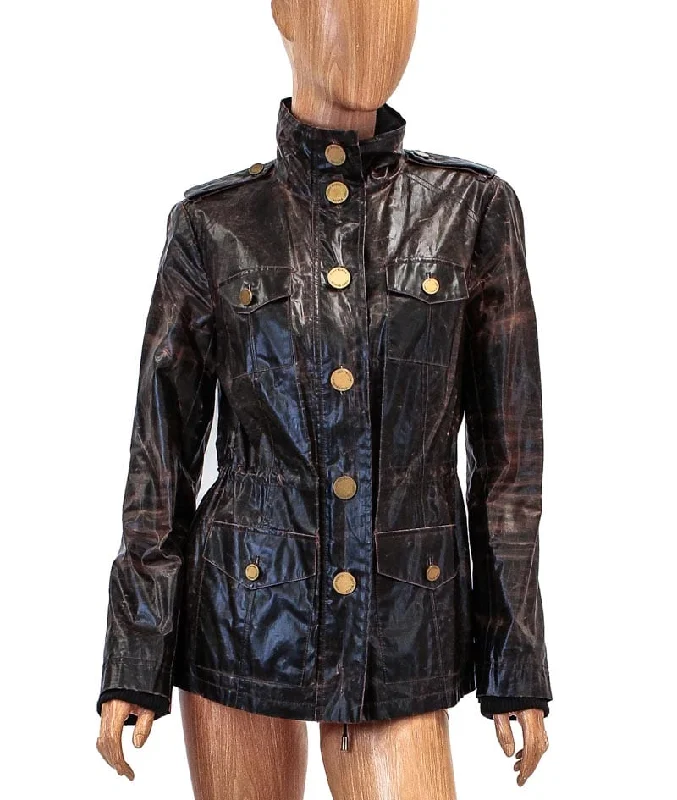 Distressed Waist Cinch Jacket