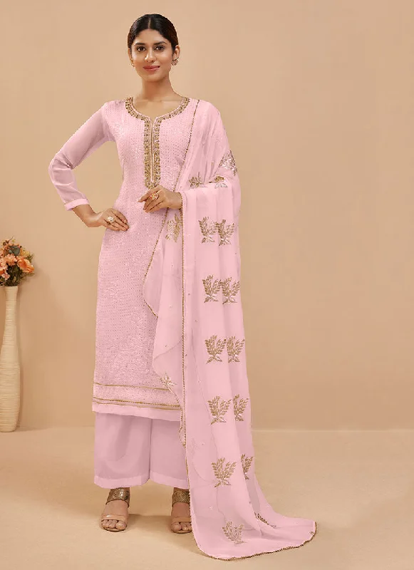 Pink Multi Embroidered Pakistani Pant Style Suit