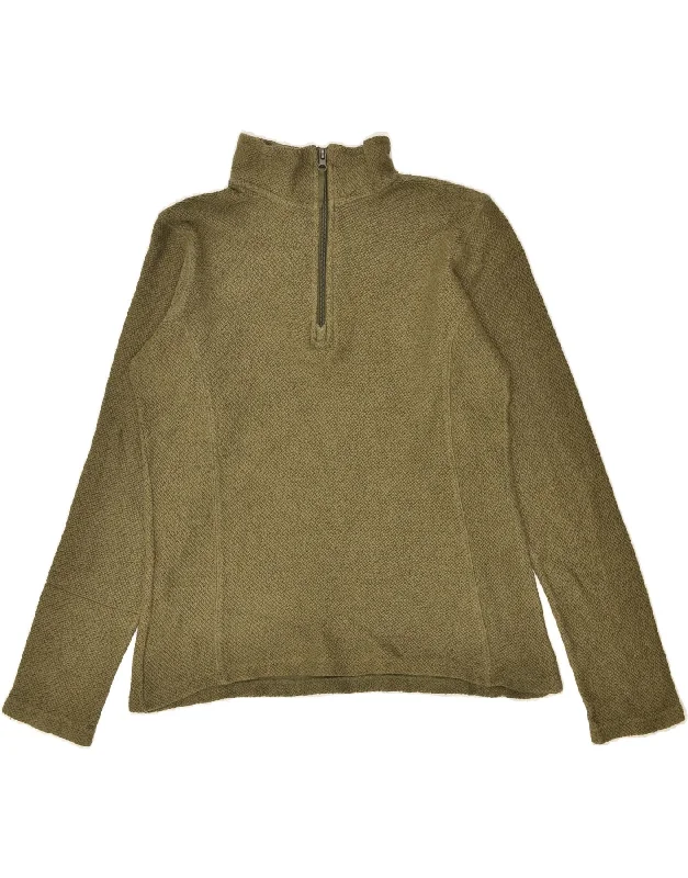 MOUNTAIN WAREHOUSE Womens Zip Neck Sweatshirt Jumper UK 12 Medium Khaki