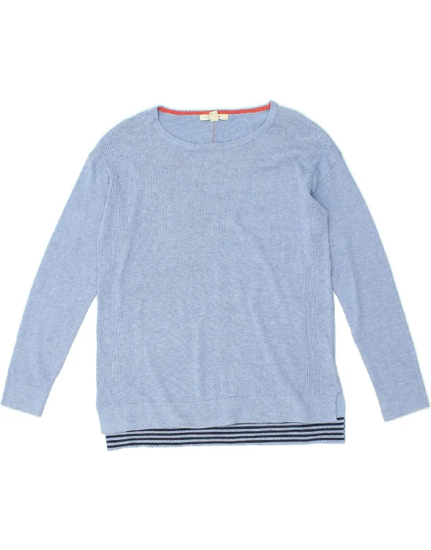 WHITE STUFF Womens Boat Neck Jumper Sweater UK 8 Small Blue Cotton