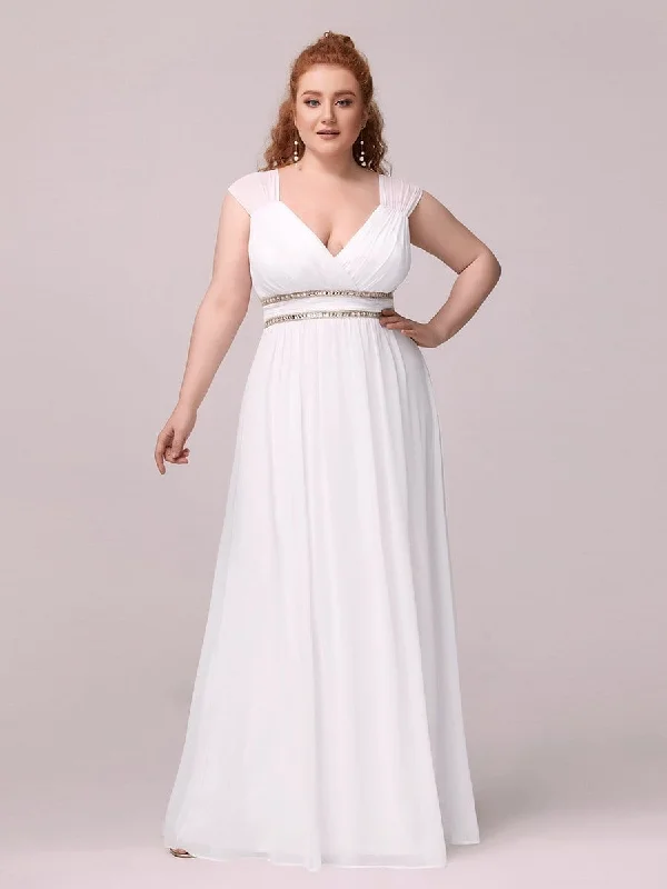 Plus Size Sleeveless Grecian Style Simple Wedding Dress