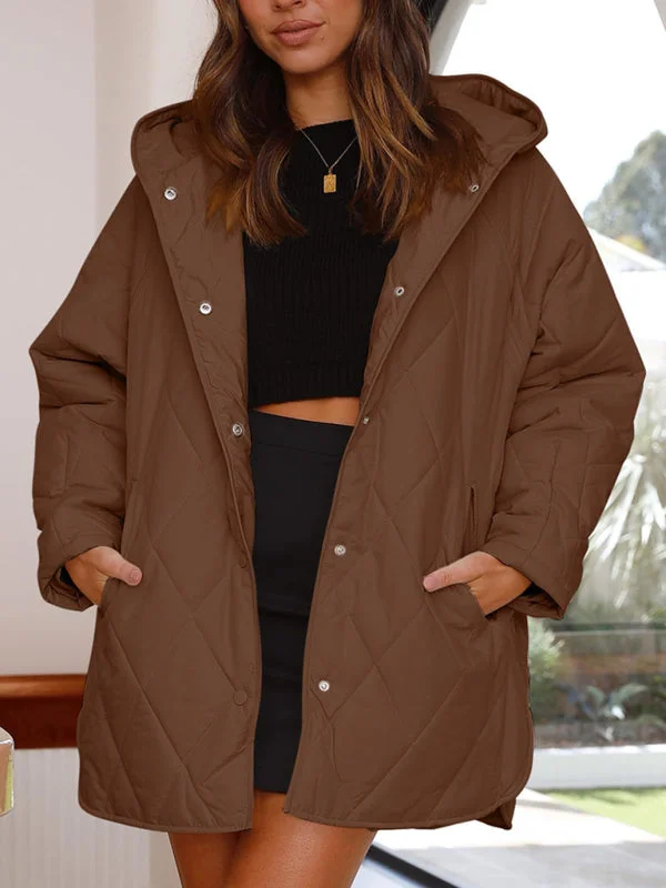 Women's oversize Loose Hooded Quilted Jacket