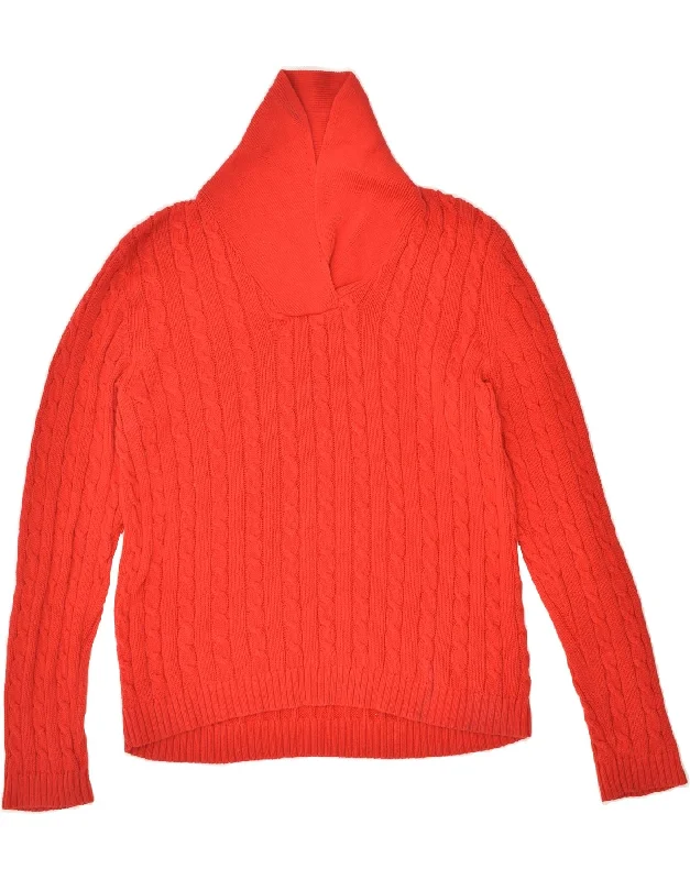 RALPH LAUREN Womens Shawl Neck Jumper Sweater UK 14 Medium Red Cotton