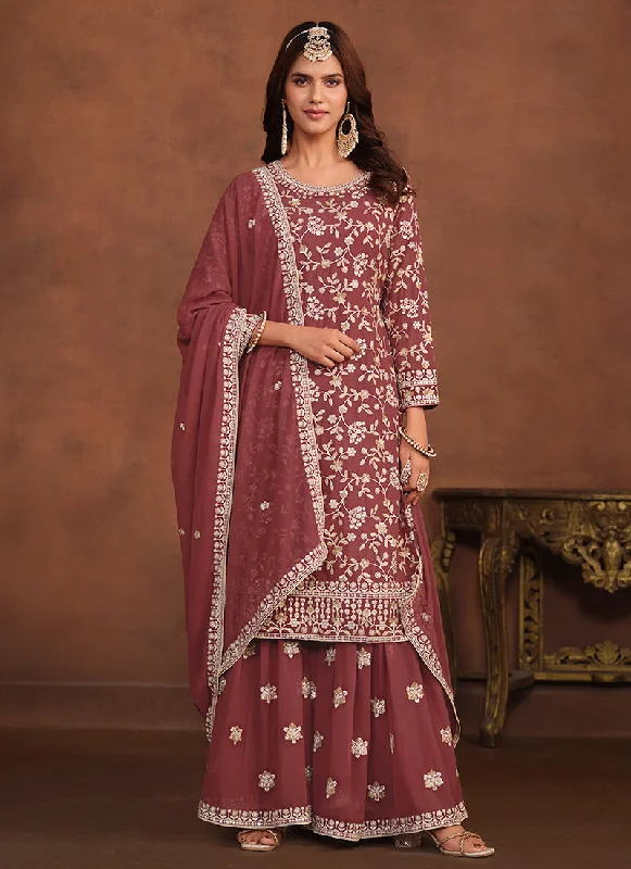 Maroon Traditional Georgette Gharara Suit