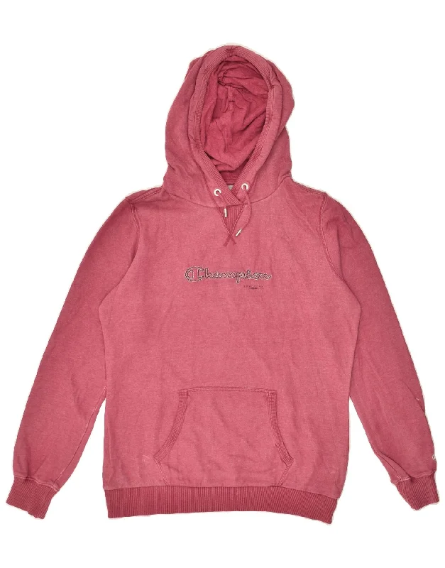 CHAMPION Womens Hoodie Jumper UK 14 Large Pink Cotton