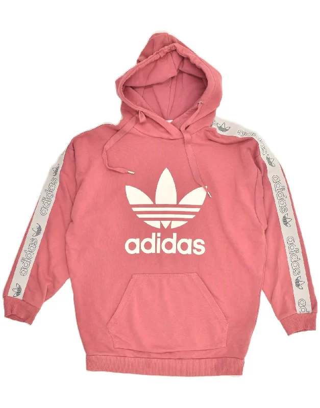 ADIDAS Womens Graphic Hoodie Jumper UK 12 Medium Pink Cotton