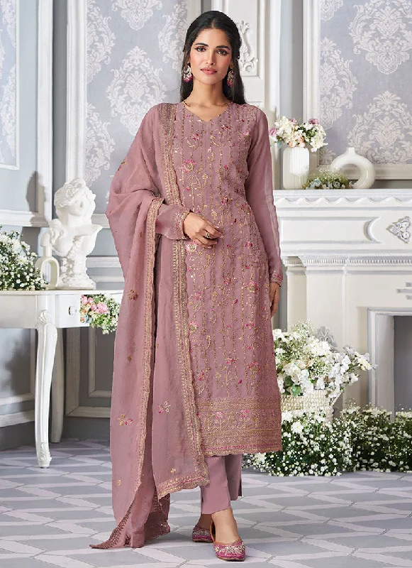 Purple Embroidery Salwar Kameez Suit