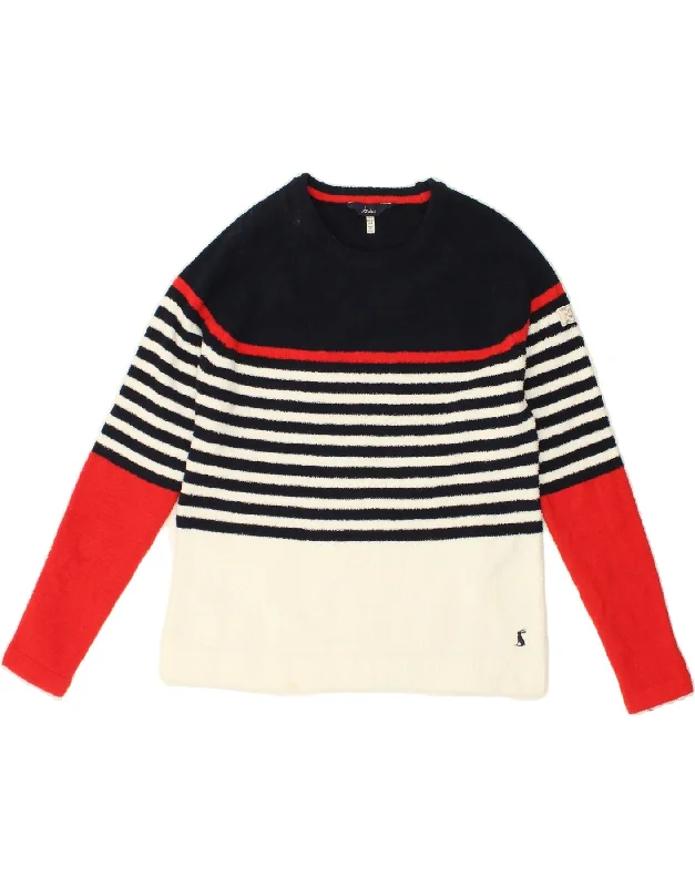 JOULES Womens Fleece Jumper UK 8 Small  Navy Blue Striped Polyester