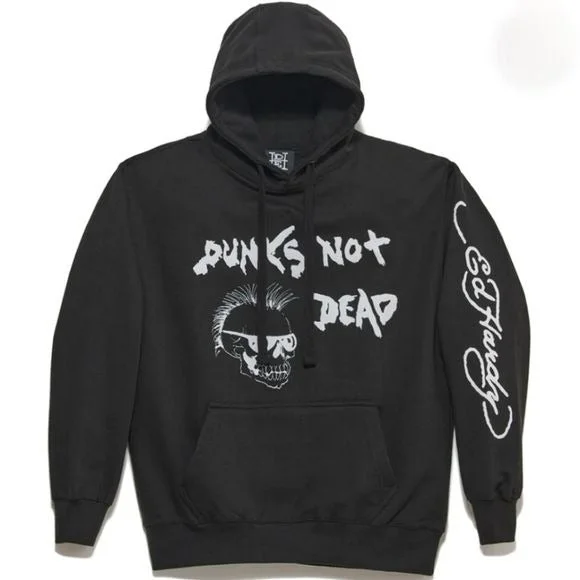 Punk Is Not Dead Hoodie | Black Cotton White Graphics Kangaroo Pocket