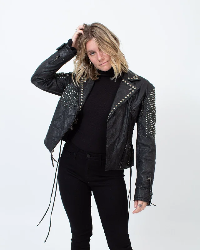 Studded Leather Biker Jacket