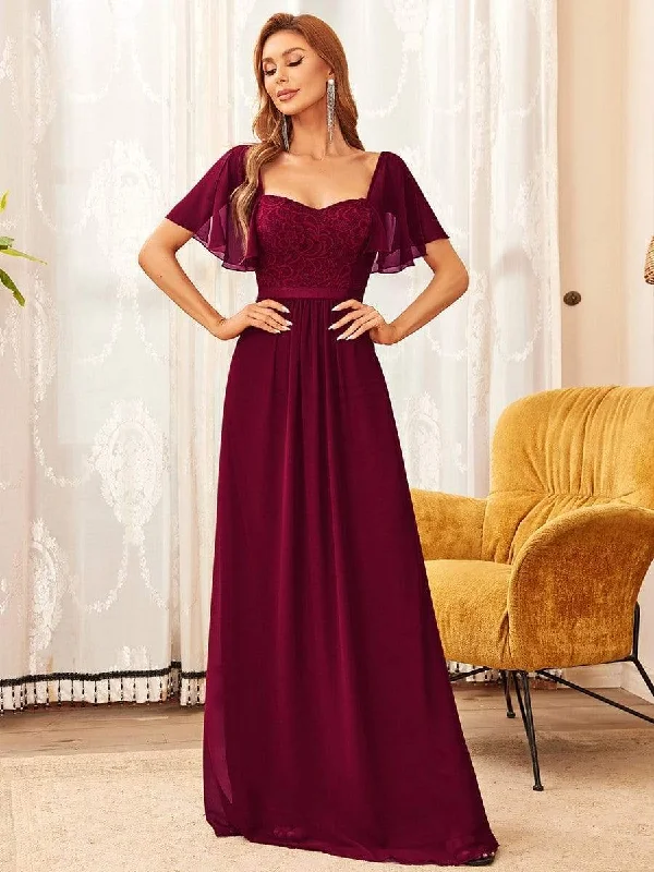 Sweetheart Flutter Sleeve Bridesmaid Dress