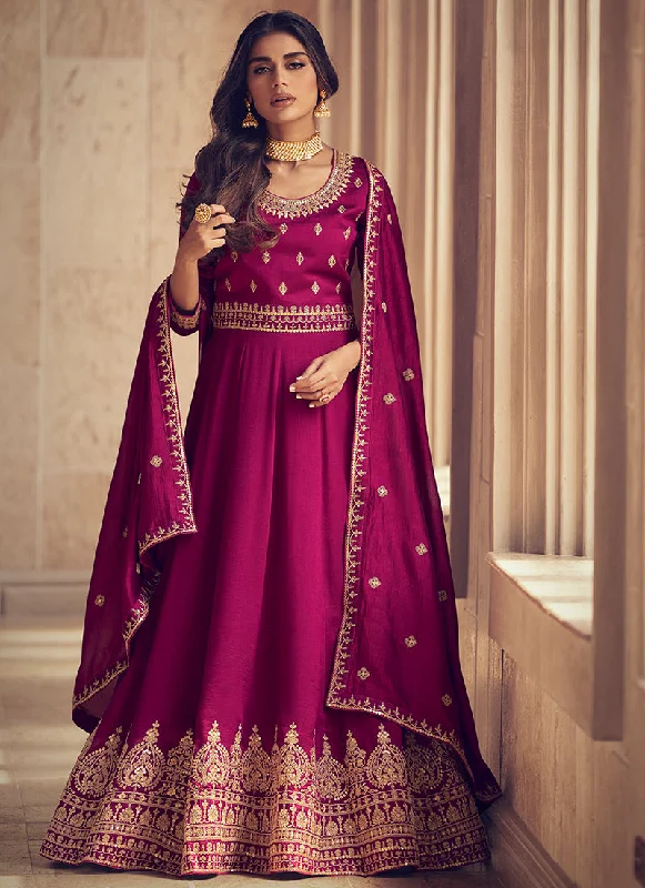 Magenta Pink Embroidered Designer Anarkali Suit