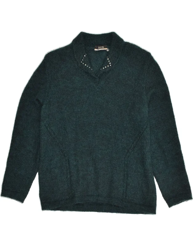 ORIS Womens Polo Neck Jumper Sweater IT 42 Medium Green