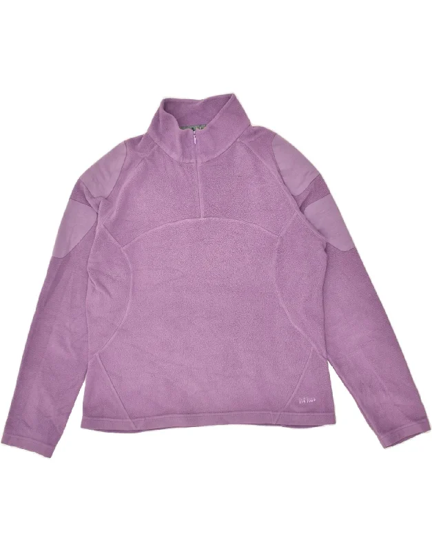 FAT FACE Womens Zip Neck Jumper Sweater UK 14 Large Purple Polyester