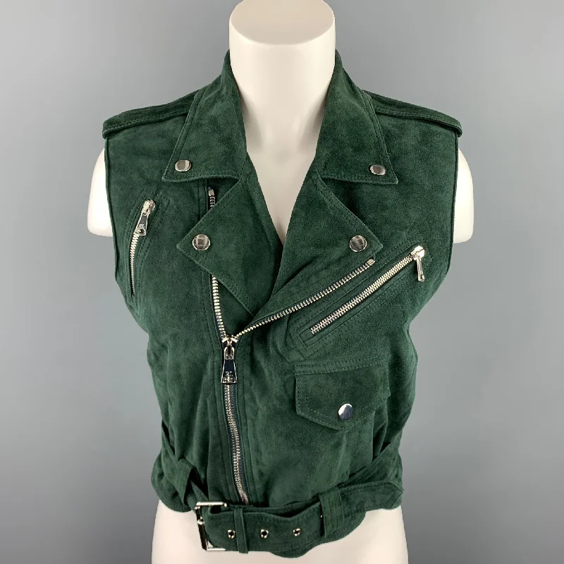 RALPH LAUREN COLLECTION Size 8 Forest Green Suede Biker Vest