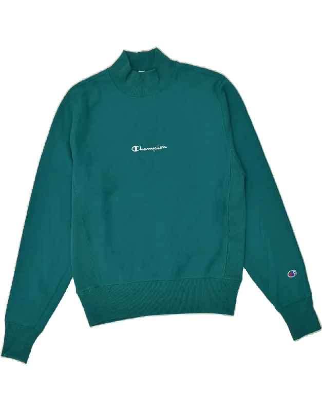 CHAMPION Womens Turtle Neck Sweatshirt Jumper UK 10 Small Green Cotton