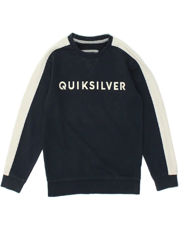 QUIKSILVER Womens Graphic Sweatshirt Jumper UK 6 XS Navy Blue Cotton