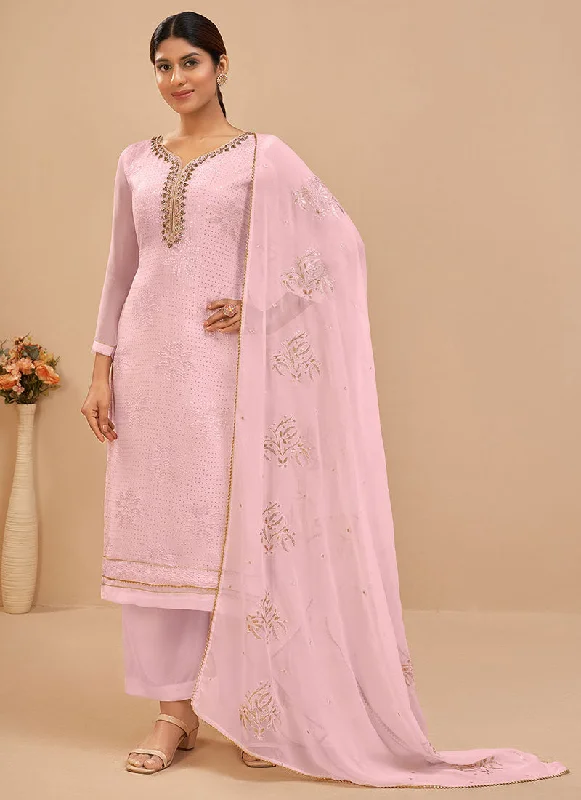 Light Pink Multi Embroidered Pakistani Pant Style Suit