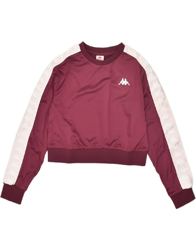 KAPPA Womens Crop Sweatshirt Jumper UK 10 Small Burgundy Polyester