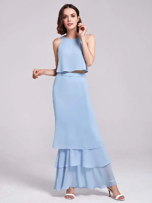 Two Piece Maxi Skirt and Top Bridesmaid Dress Set