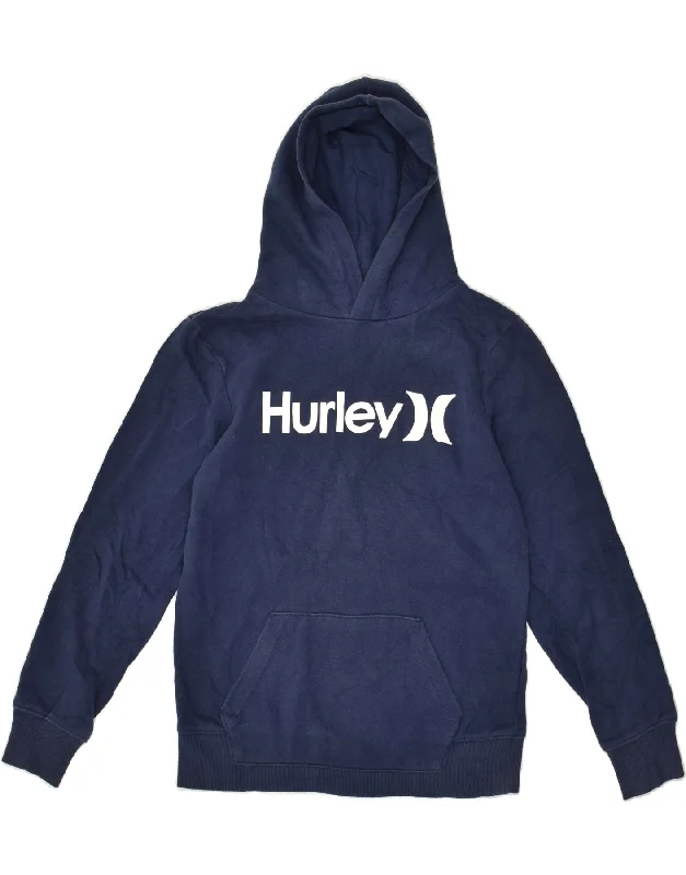 HURLEY Womens Graphic Hoodie Jumper UK 14 Large Blue