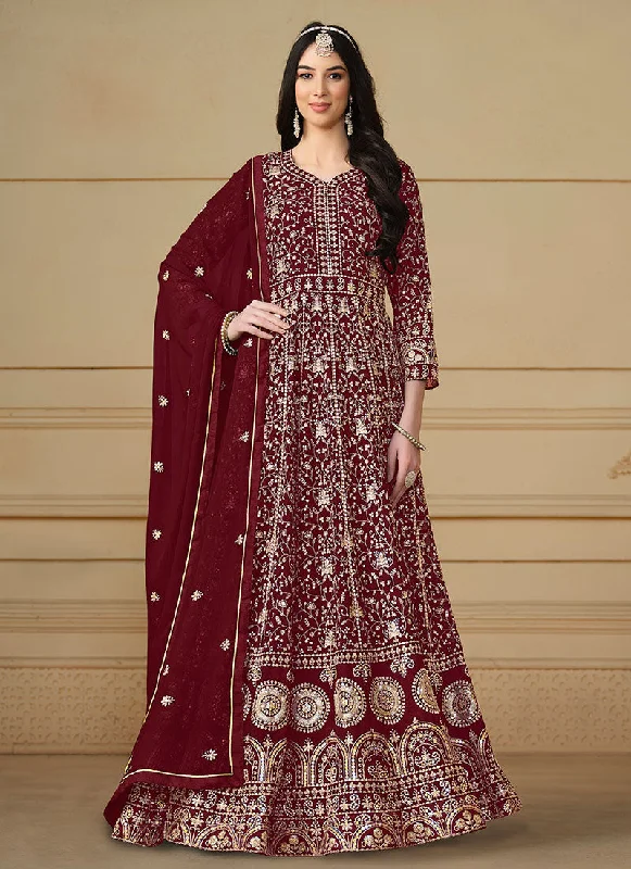 Bridal Red Sequence Embroidery Georgette Anarkali Suit