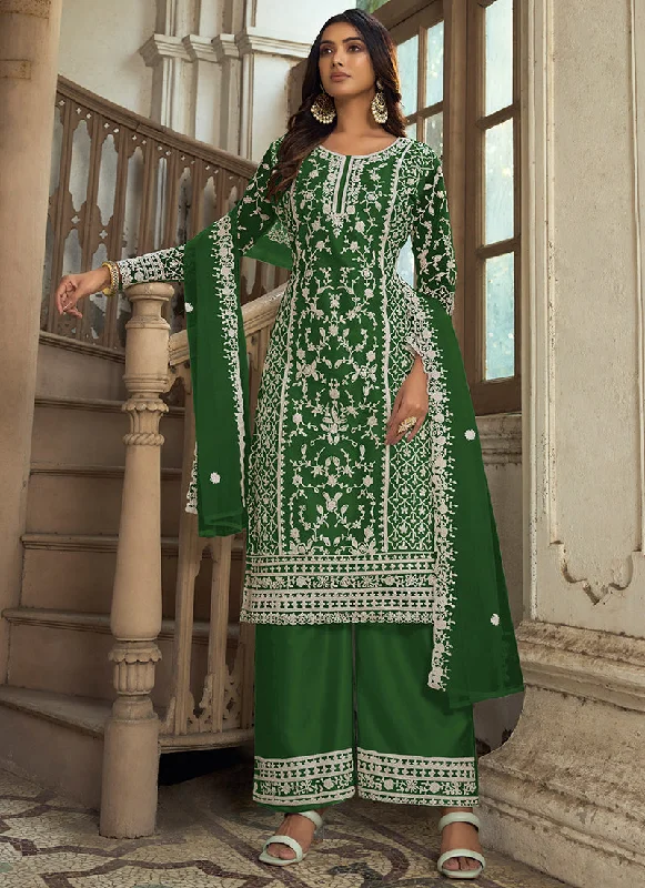 Green Embroidery Pakistani Pant Style Suit