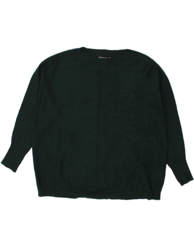 OASIS Womens Oversized Crew Neck Jumper Sweater UK 14 Medium Green Viscose