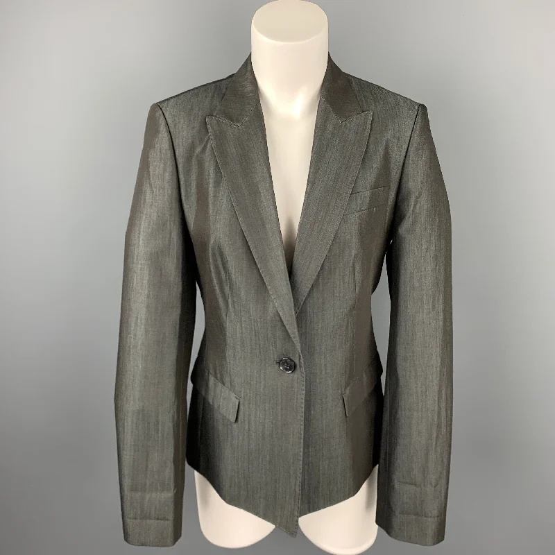 BOSS by HUGO BOSS Size 8 Grey Virgin Wool Blend Peak Lapel Blazer