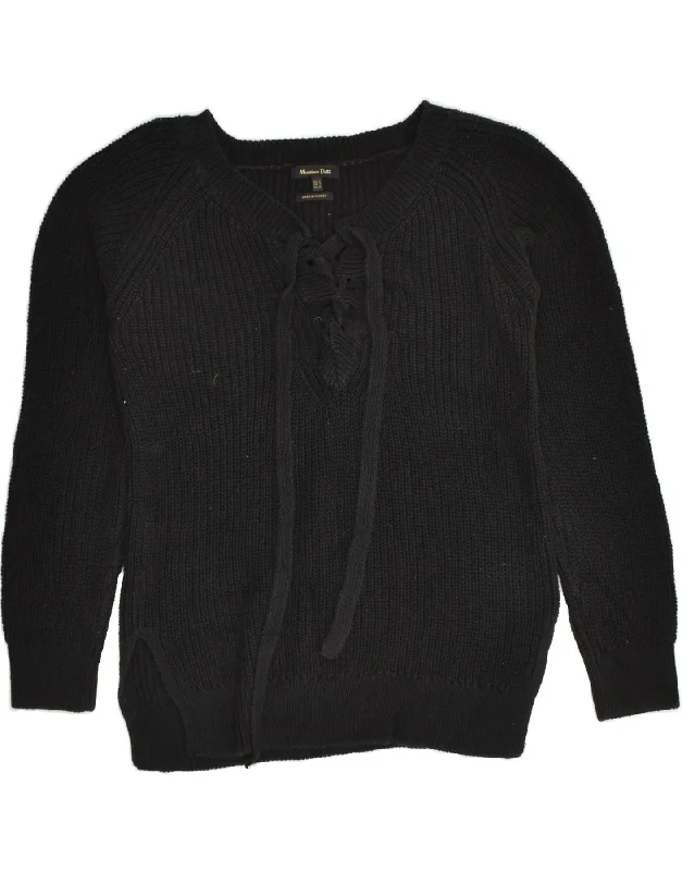 MASSIMO DUTTI Womens Crew Neck Jumper Sweater UK 10 Small Black