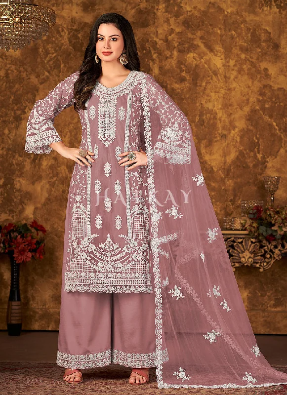 Light Purple Embroidered Pakistani Palazzo Suit