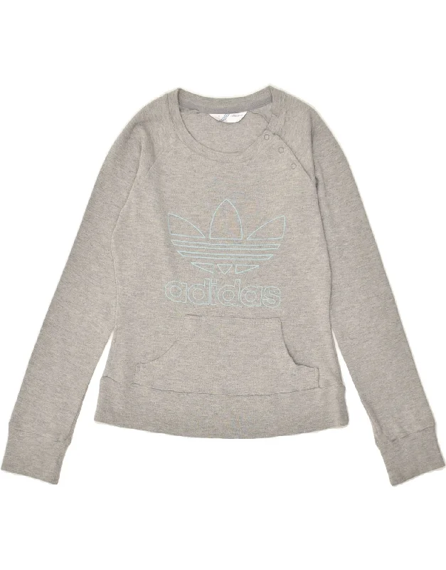 ADIDAS Womens Graphic Sweatshirt Jumper IT 44 Medium Grey Cotton