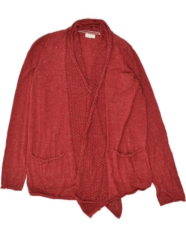 FAT FACE Womens Asymmetric Cardigan Sweater UK 12 Medium Red Flecked