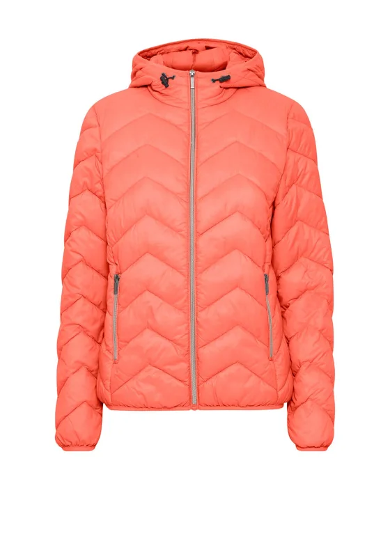 Fransa Outdoors Quilted Short Jacket, Coral