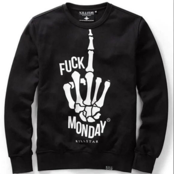 Fuĉķ Monday Pullover Sweatshirt | Black Soft Cotton Unisex Fit Rare