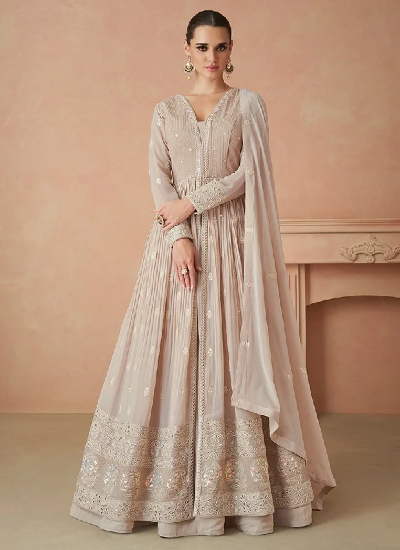 Blush Pink Sequence Embroidery Anarkali Lehenga Suit