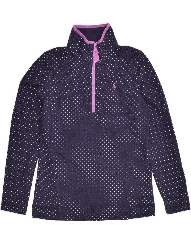 JOULES Womens Zip Neck Sweatshirt Jumper UK 10 Small  Purple Polka Dot