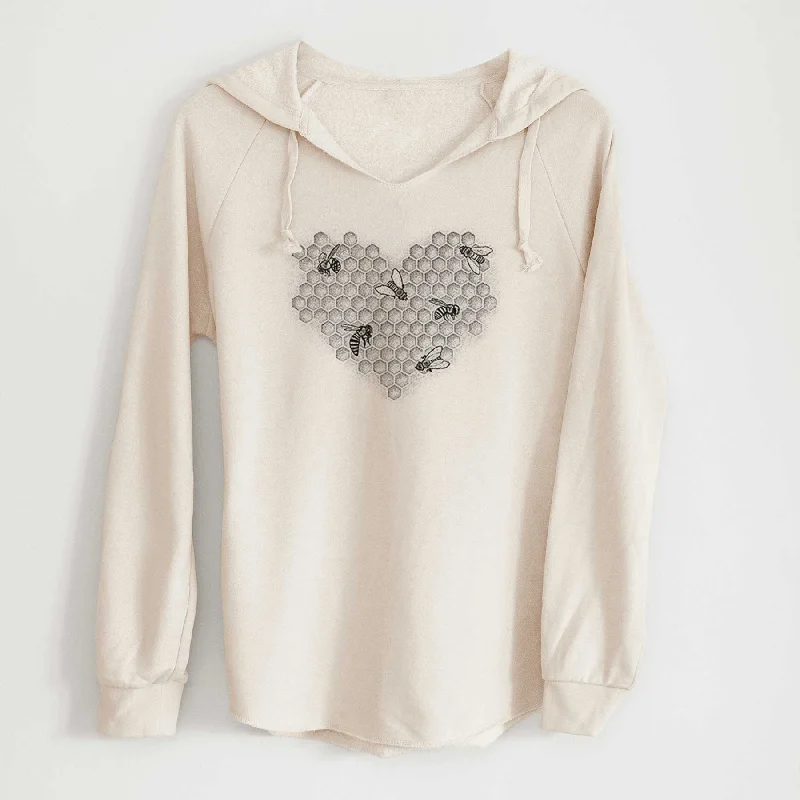 Honeycomb Heart with Bees - Cali Wave Hooded Sweatshirt