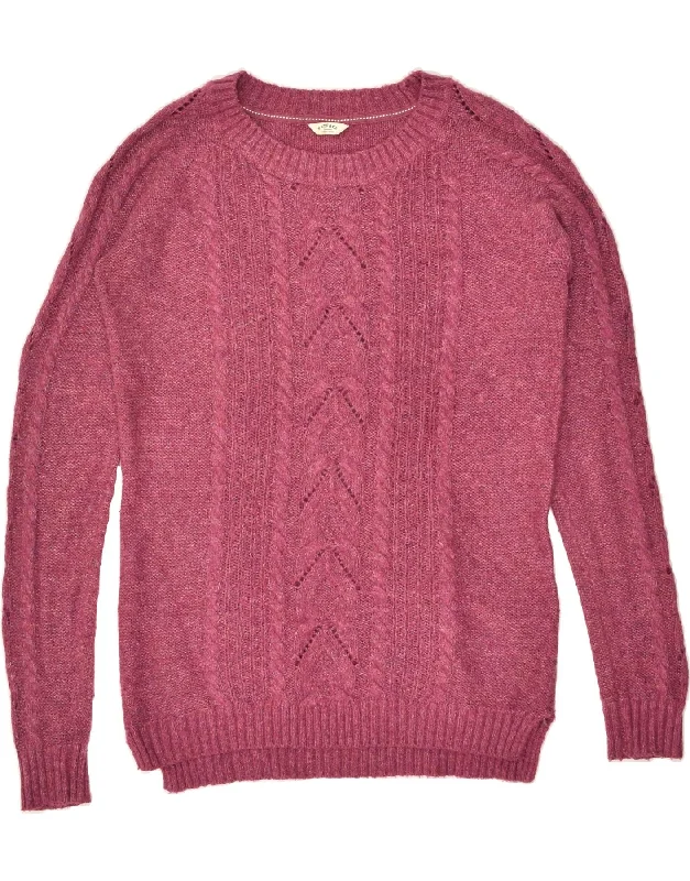 FAT FACE Womens Crew Neck Jumper Sweater UK 18 XL Burgundy Acrylic