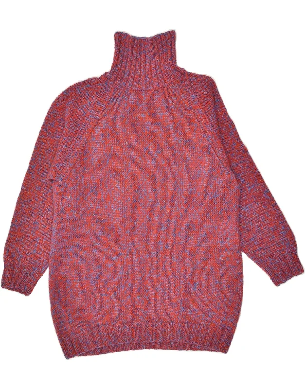 VINTAGE Womens Roll Neck Jumper Sweater UK 14 Large Burgundy