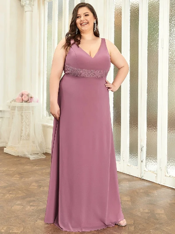 Backless Lace A-Line Chiffon Bridesmaid Dress