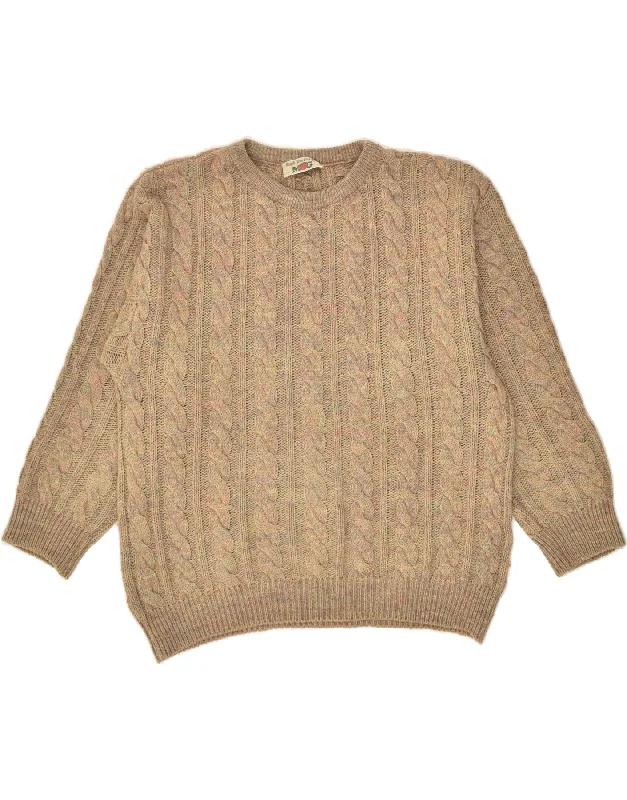 VINTAGE Womens Crew Neck Jumper Sweater UK 18 XL Brown