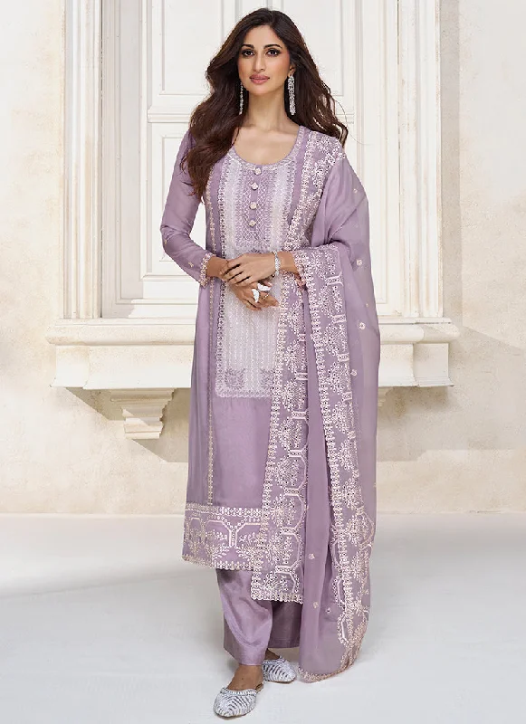 Purple Sequence Embroidery Traditional Salwar Kameez